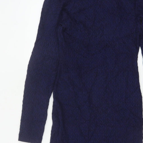 Karen Millen Women Blue S Wool Knit Midi Jumper Dress Long Sleeve