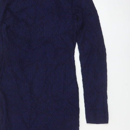 Karen Millen Women Blue S Wool Knit Midi Jumper Dress Long Sleeve