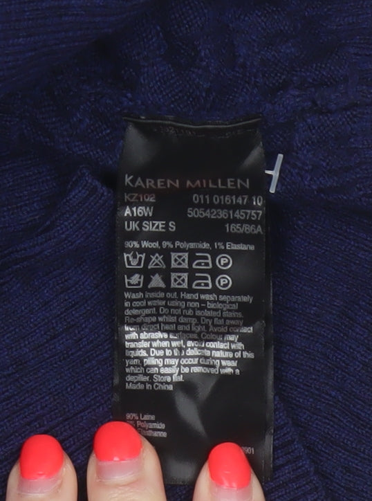 Karen Millen Women Blue S Wool Knit Midi Jumper Dress Long Sleeve