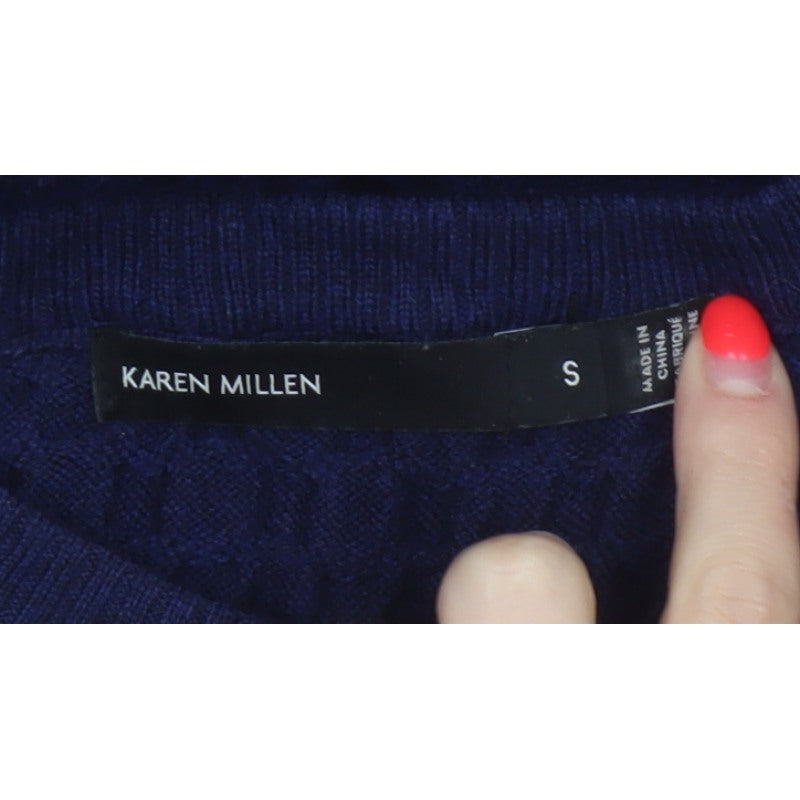 Karen Millen Women Blue S Wool Knit Midi Jumper Dress Long Sleeve