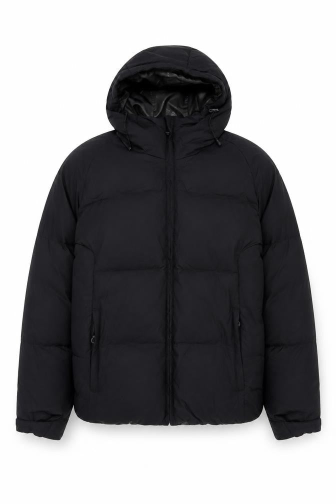 Oxylane Men’s Black L Hooded Down Puffer Jacket Ski Winter