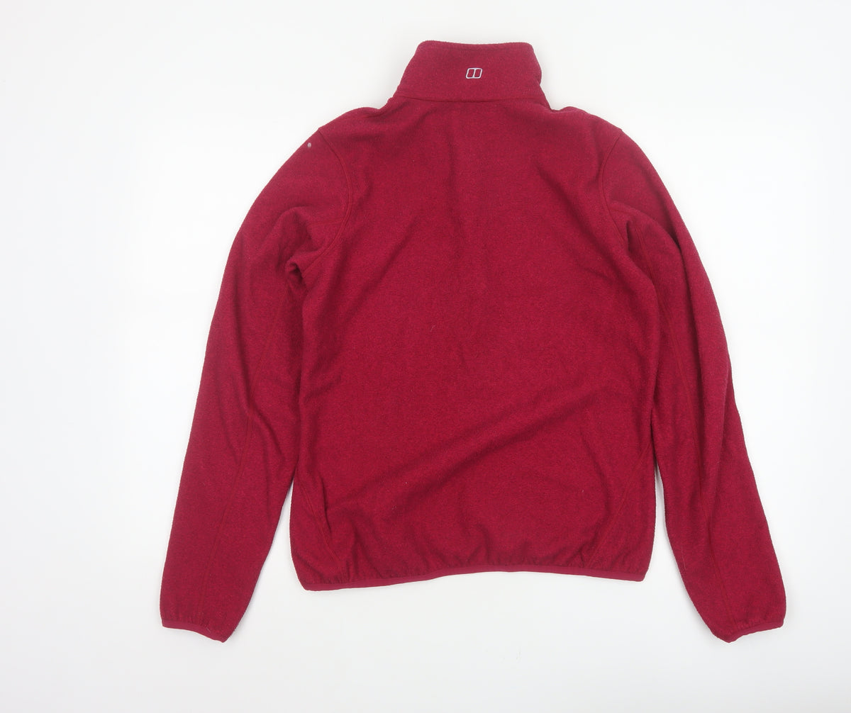 Brand and care label for Berghaus Women Red UK 12 1/4 Zip Fleece Pullover Sweatshirt