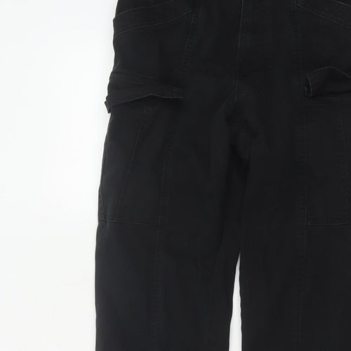 H&M Women Black UK 8 Cargo Straight Leg Cotton Utility Trousers