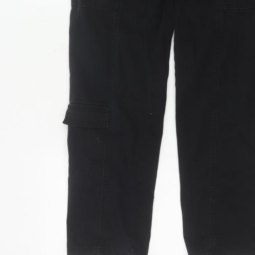 H&M Women Black UK 8 Cargo Straight Leg Cotton Utility Trousers