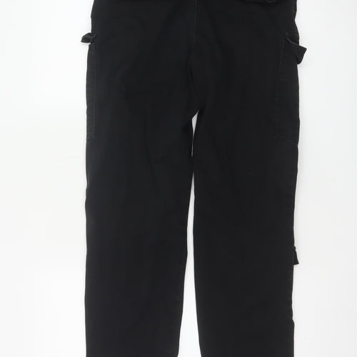 H&M Women Black UK 8 Cargo Straight Leg Cotton Utility Trousers