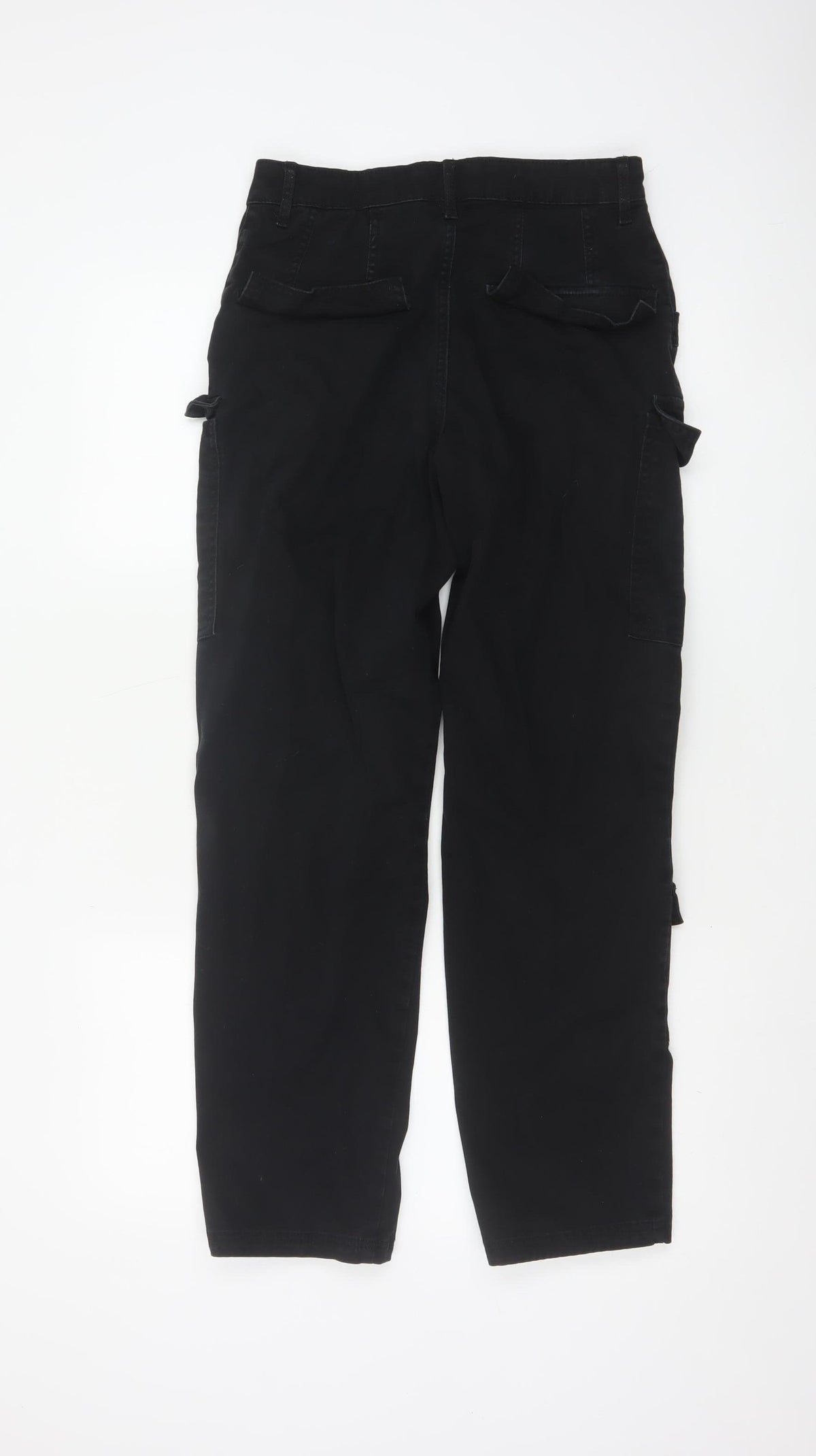 H&M Women Black UK 8 Cargo Straight Leg Cotton Utility Trousers