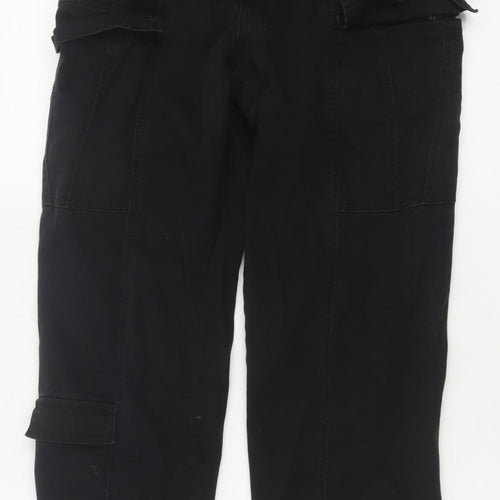 H&M Women Black UK 8 Cargo Straight Leg Cotton Utility Trousers