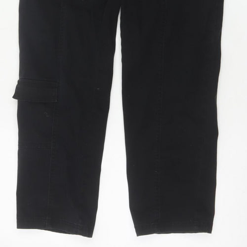 H&M Women Black UK 8 Cargo Straight Leg Cotton Utility Trousers