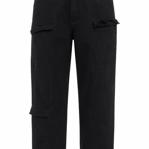 H&M Women Black UK 8 Cargo Straight Leg Cotton Utility Trousers