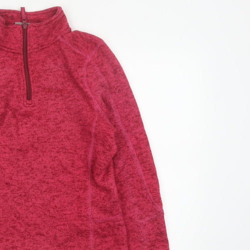 Mountain Warehouse Women Pink UK 8 1/4 Zip Fleece Sweatshirt High Neck