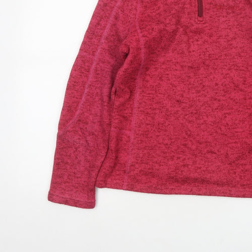 Mountain Warehouse Women Pink UK 8 1/4 Zip Fleece Sweatshirt High Neck