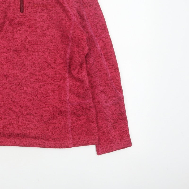Mountain Warehouse Women Pink UK 8 1/4 Zip Fleece Sweatshirt High Neck