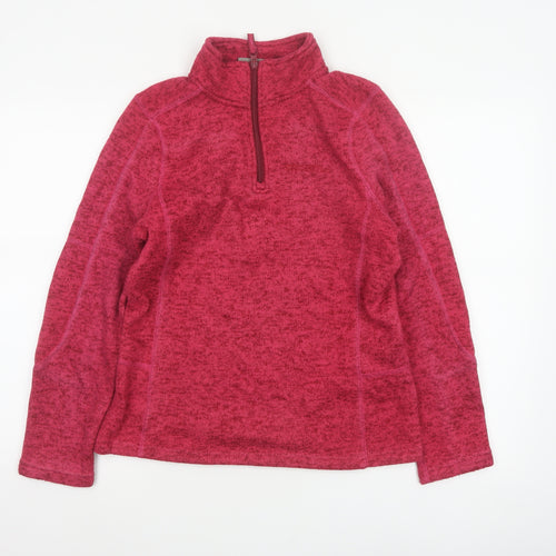 Mountain Warehouse Women Pink UK 8 1/4 Zip Fleece Sweatshirt High Neck