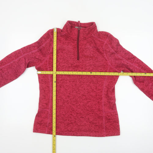 Mountain Warehouse Women Pink UK 8 1/4 Zip Fleece Sweatshirt High Neck