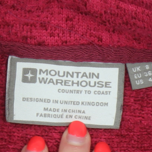 Mountain Warehouse Women Pink UK 8 1/4 Zip Fleece Sweatshirt High Neck