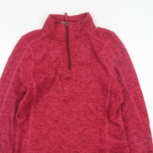 Mountain Warehouse Women Pink UK 8 1/4 Zip Fleece Sweatshirt High Neck