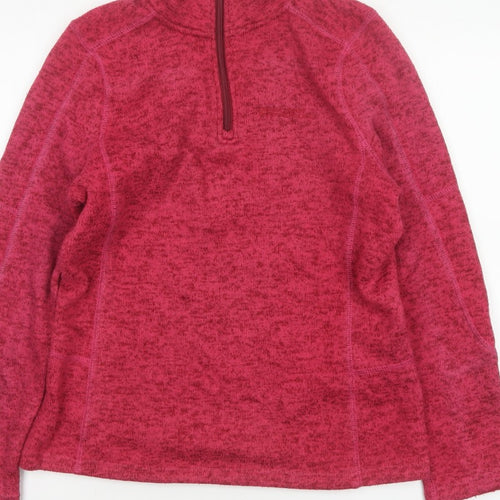 Mountain Warehouse Women Pink UK 8 1/4 Zip Fleece Sweatshirt High Neck