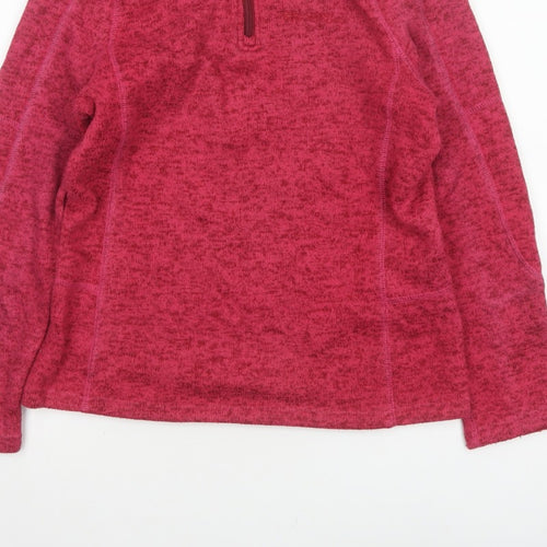Mountain Warehouse Women Pink UK 8 1/4 Zip Fleece Sweatshirt High Neck