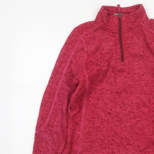 Mountain Warehouse Women Pink UK 8 1/4 Zip Fleece Sweatshirt High Neck