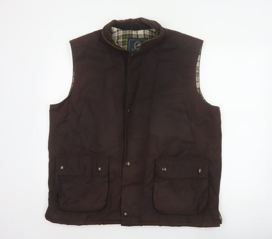 P.G.FIELD Men’s Brown L Waxed Cotton Countrywear Padded Waistcoat
