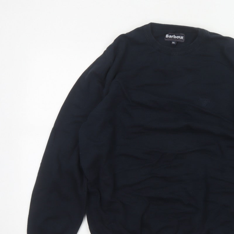 Barbour Men’s Navy Blue XXL Cotton Crew Neck Logo Pullover Jumper