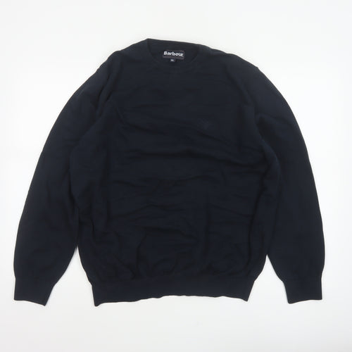 Barbour Men’s Navy Blue XXL Cotton Crew Neck Logo Pullover Jumper