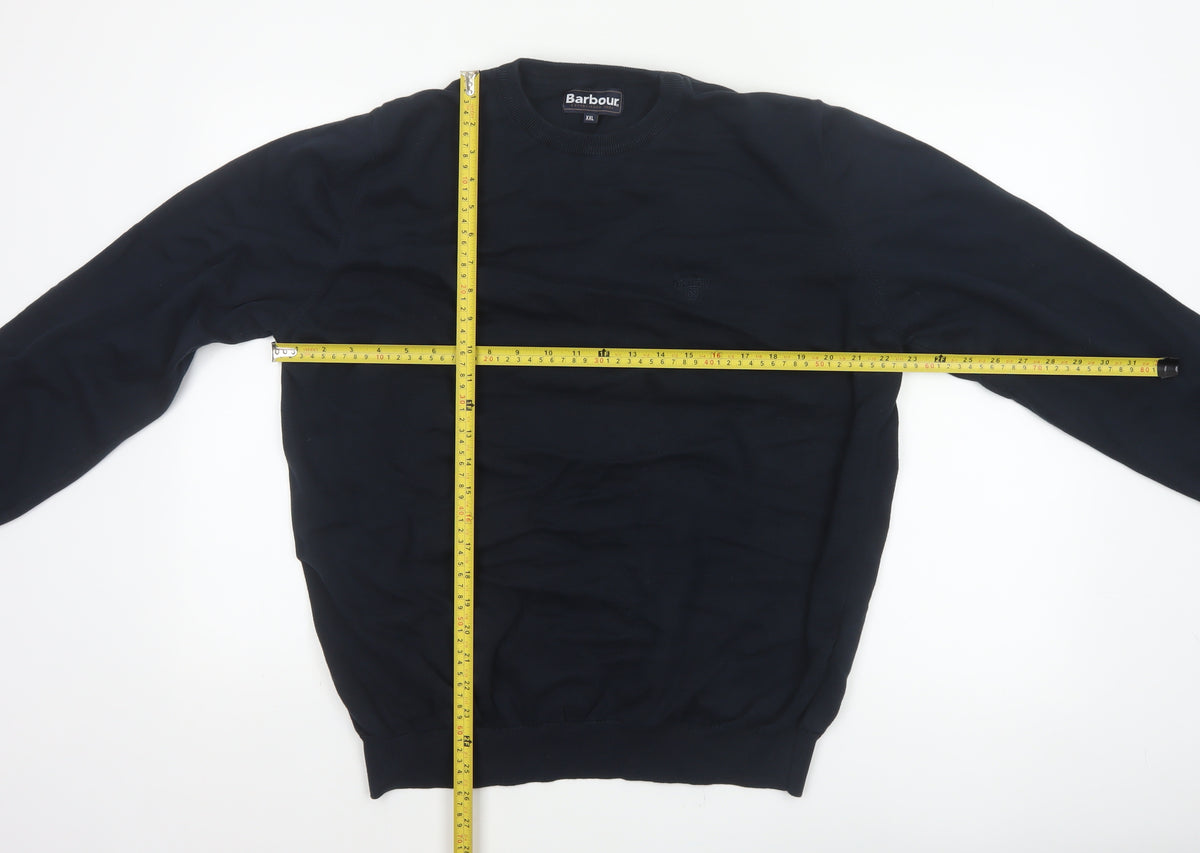 Barbour Men’s Navy Blue XXL Cotton Crew Neck Logo Pullover Jumper