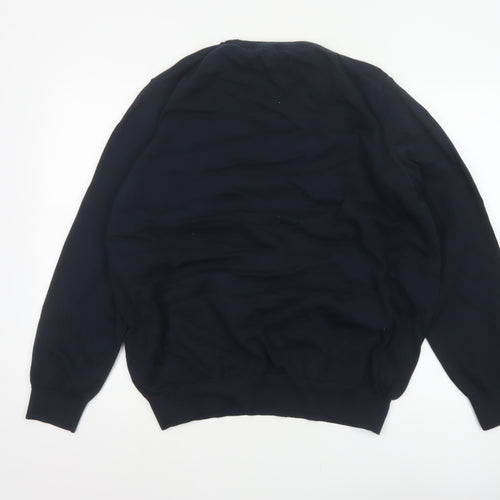 Barbour Men’s Navy Blue XXL Cotton Crew Neck Logo Pullover Jumper