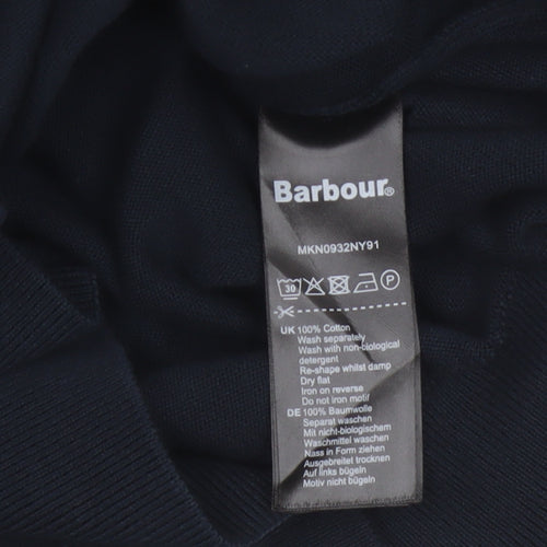 Barbour Men’s Navy Blue XXL Cotton Crew Neck Logo Pullover Jumper