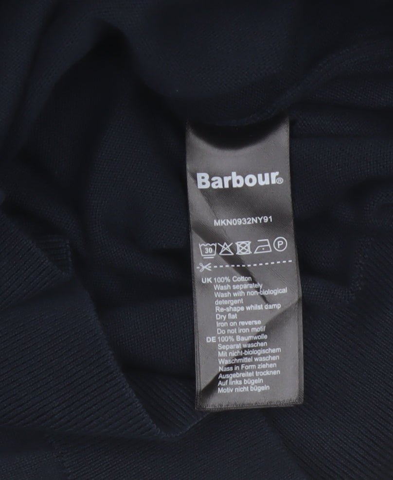 Barbour Men’s Navy Blue XXL Cotton Crew Neck Logo Pullover Jumper