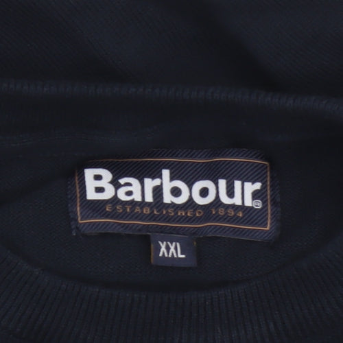 Barbour Men’s Navy Blue XXL Cotton Crew Neck Logo Pullover Jumper
