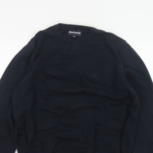 Barbour Men’s Navy Blue XXL Cotton Crew Neck Logo Pullover Jumper