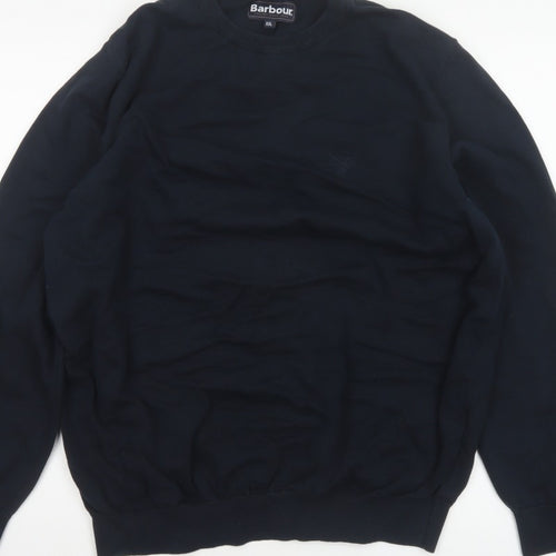 Barbour Men’s Navy Blue XXL Cotton Crew Neck Logo Pullover Jumper