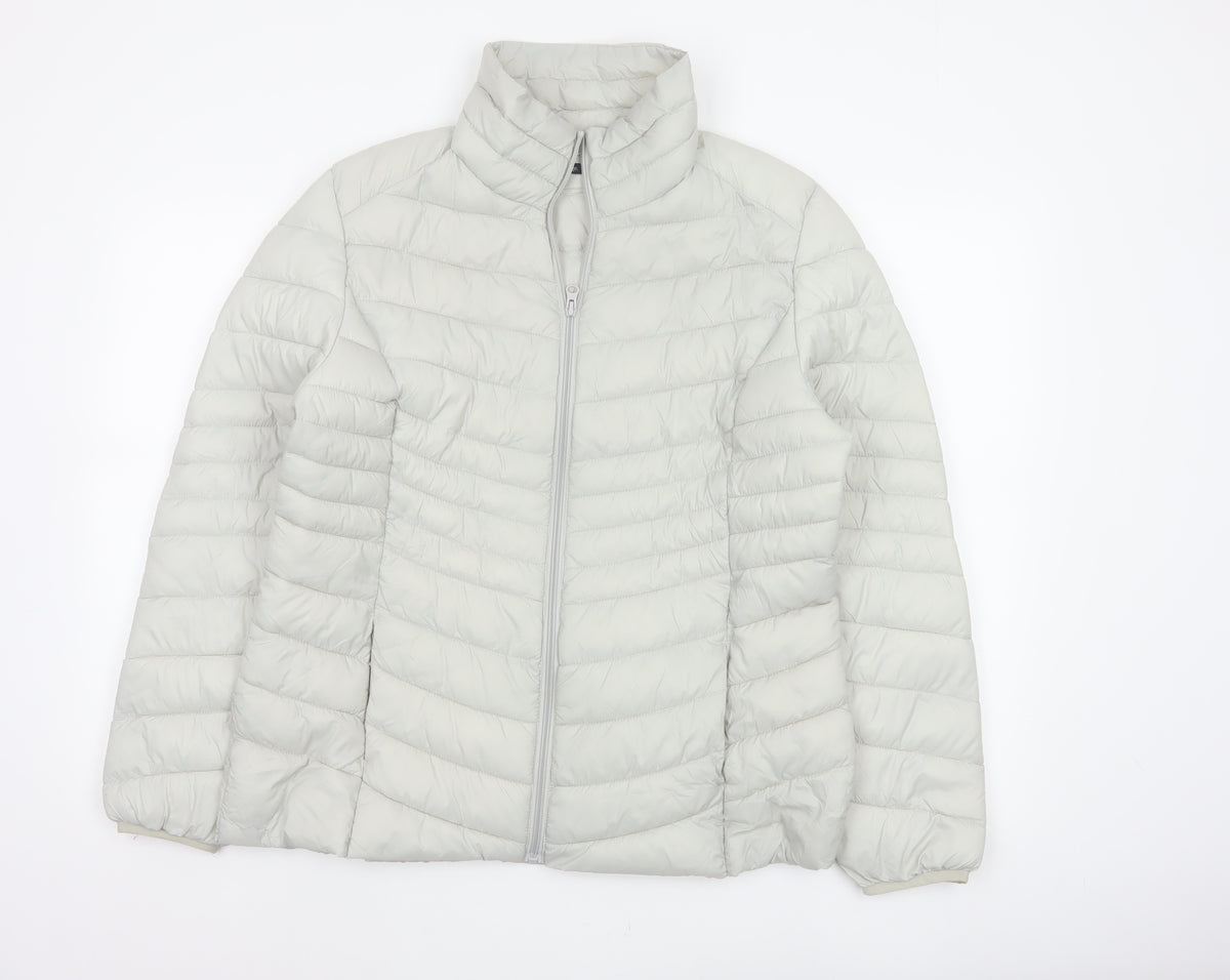 George Women’s Cream UK 16 Quilted Puffer Jacket Full Zip