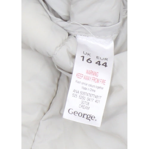 George Women’s Cream UK 16 Quilted Puffer Jacket Full Zip