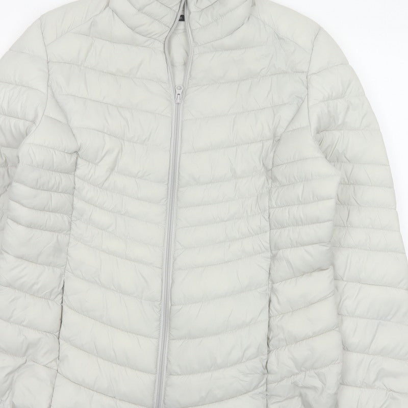 George Women’s Cream UK 16 Quilted Puffer Jacket Full Zip