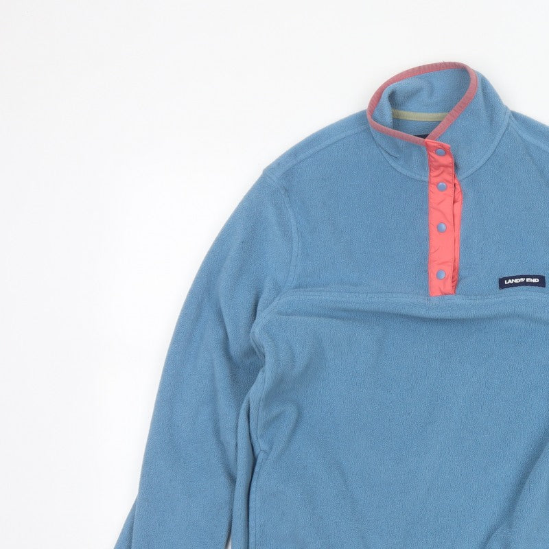 Lands' End Women Blue Pink Fleece Pullover Sweatshirt UK M