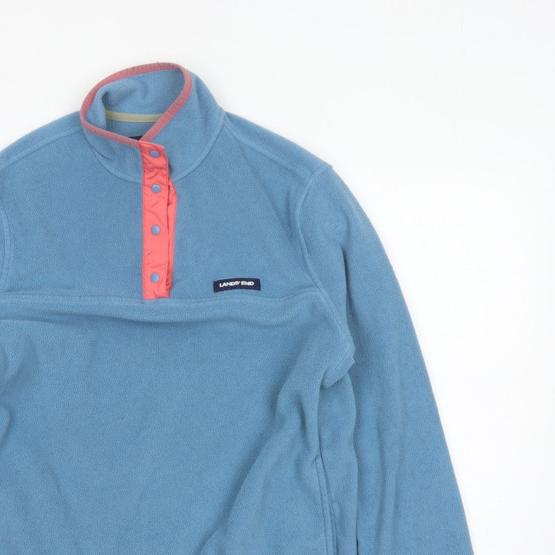 Lands' End Women Blue Pink Fleece Pullover Sweatshirt UK M