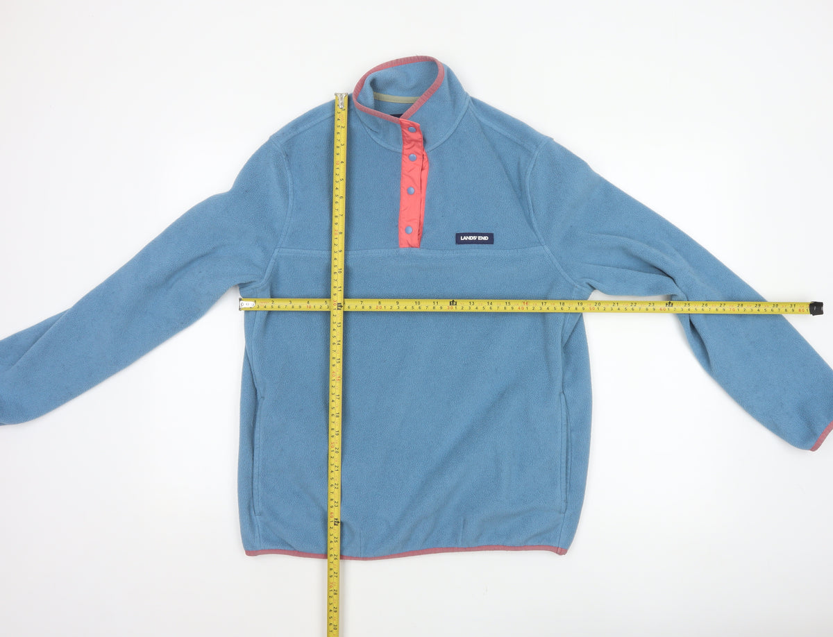 Lands' End Women Blue Pink Fleece Pullover Sweatshirt UK M