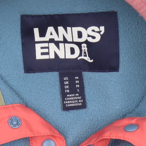 Lands' End Women Blue Pink Fleece Pullover Sweatshirt UK M