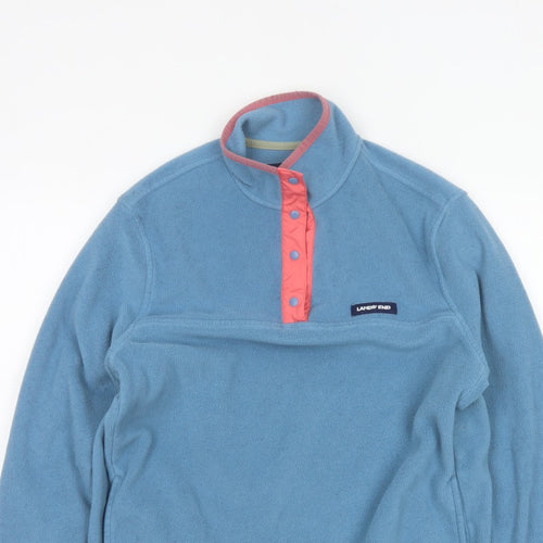 Lands' End Women Blue Pink Fleece Pullover Sweatshirt UK M