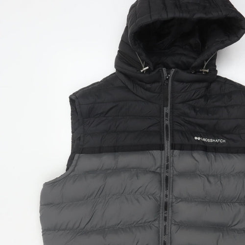 Crosshatch Men’s Grey XL Hooded Puffer Bodywarmer Quilted Gilet