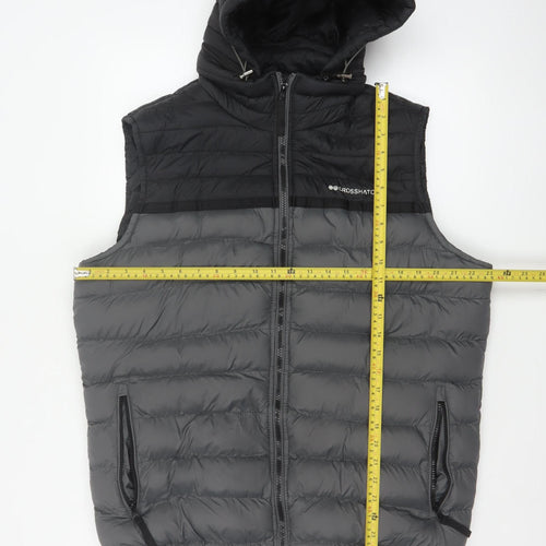 Crosshatch Men’s Grey XL Hooded Puffer Bodywarmer Quilted Gilet