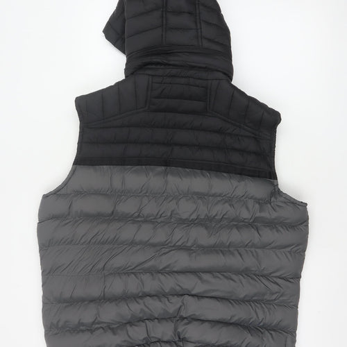 Crosshatch Men’s Grey XL Hooded Puffer Bodywarmer Quilted Gilet