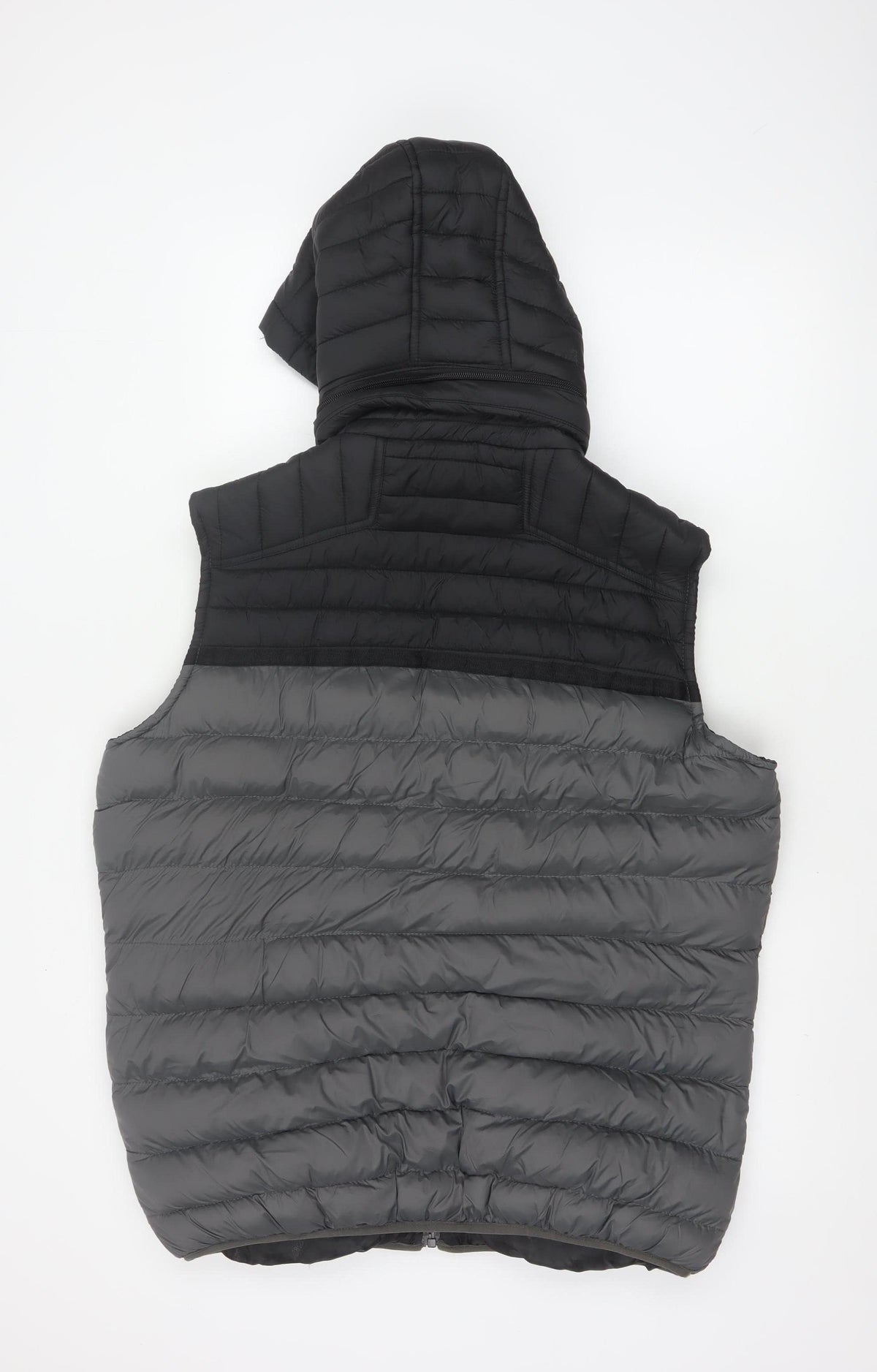 Crosshatch Men’s Grey XL Hooded Puffer Bodywarmer Quilted Gilet