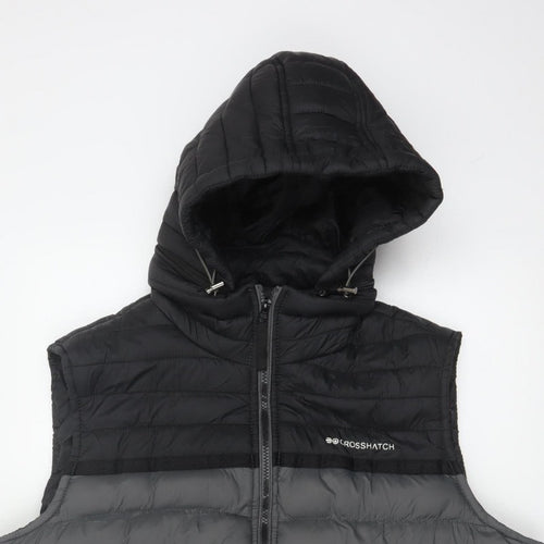 Crosshatch Men’s Grey XL Hooded Puffer Bodywarmer Quilted Gilet