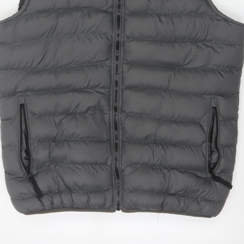Crosshatch Men’s Grey XL Hooded Puffer Bodywarmer Quilted Gilet