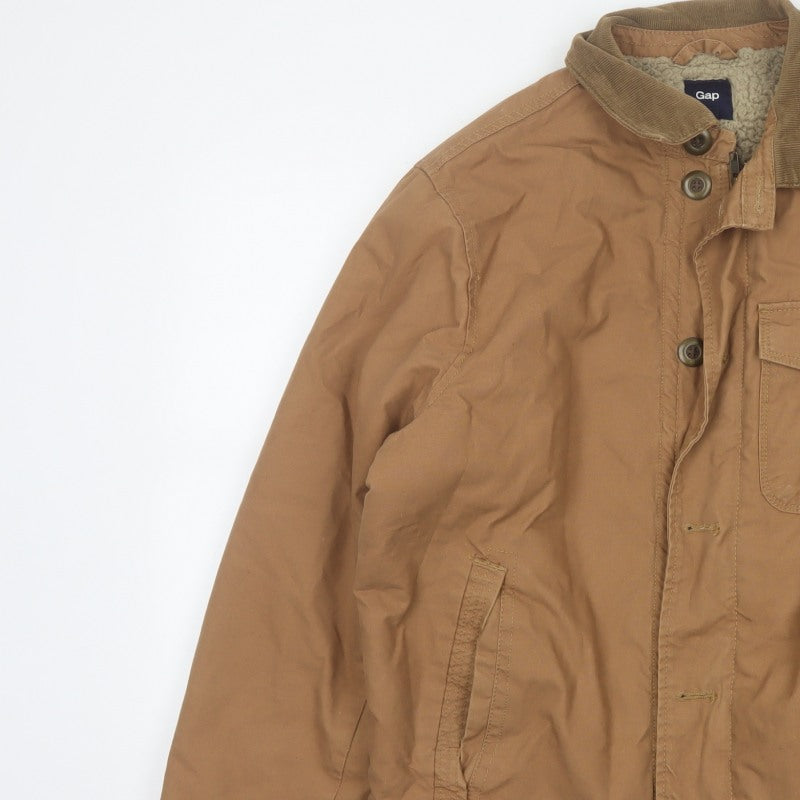 Gap Men’s Brown Size S Cotton Canvas Fleece-Lined Military Jacket