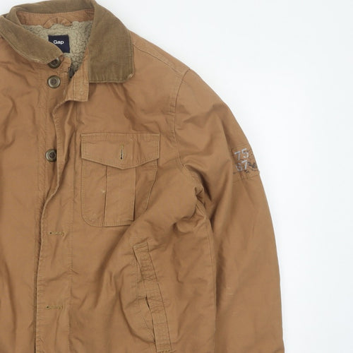 Gap Men’s Brown Size S Cotton Canvas Fleece-Lined Military Jacket