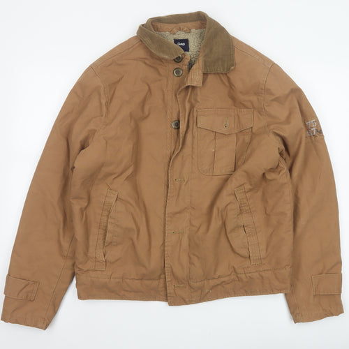 Gap Men’s Brown Size S Cotton Canvas Fleece-Lined Military Jacket
